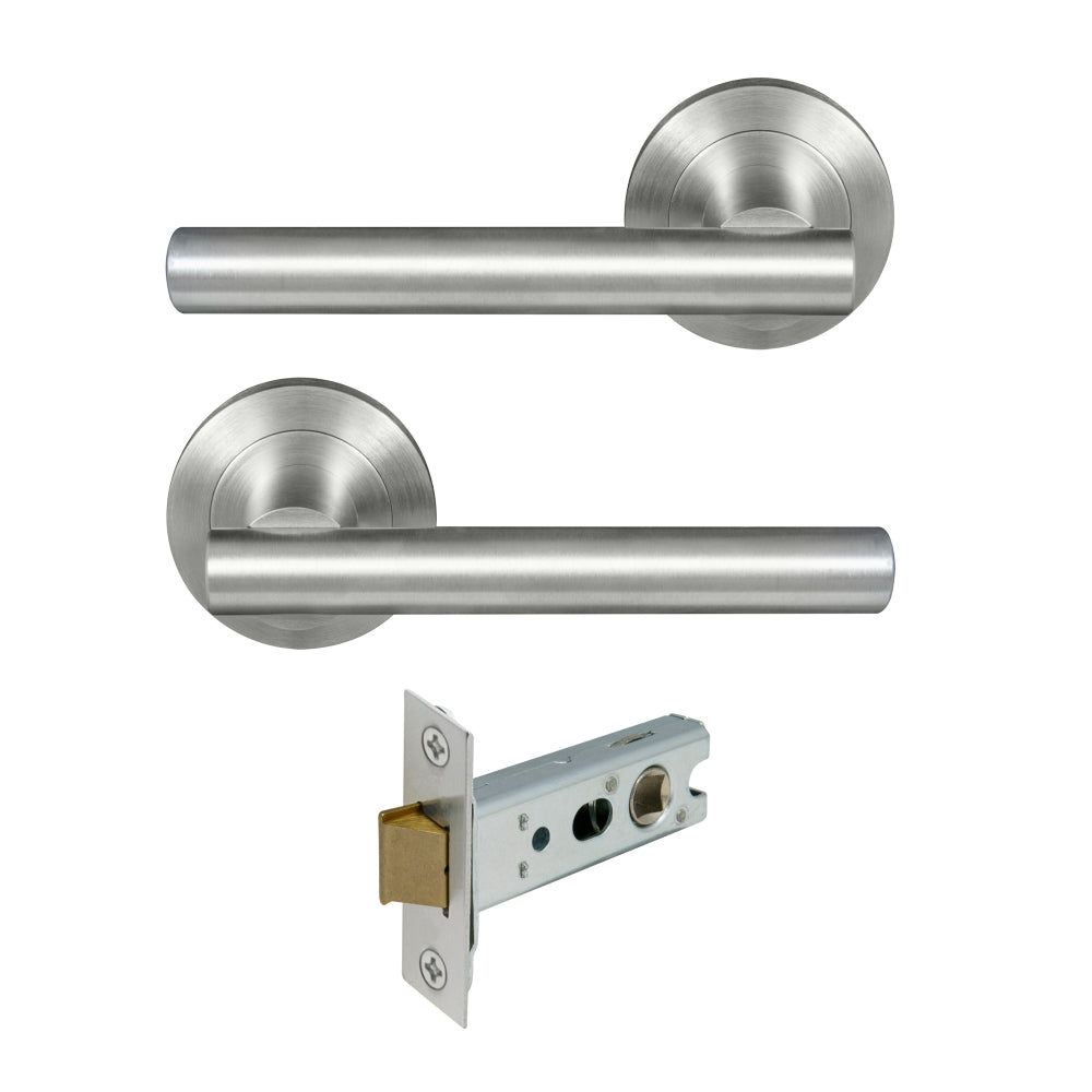 Charleston Round Rose Passage Set in Satin Chrome