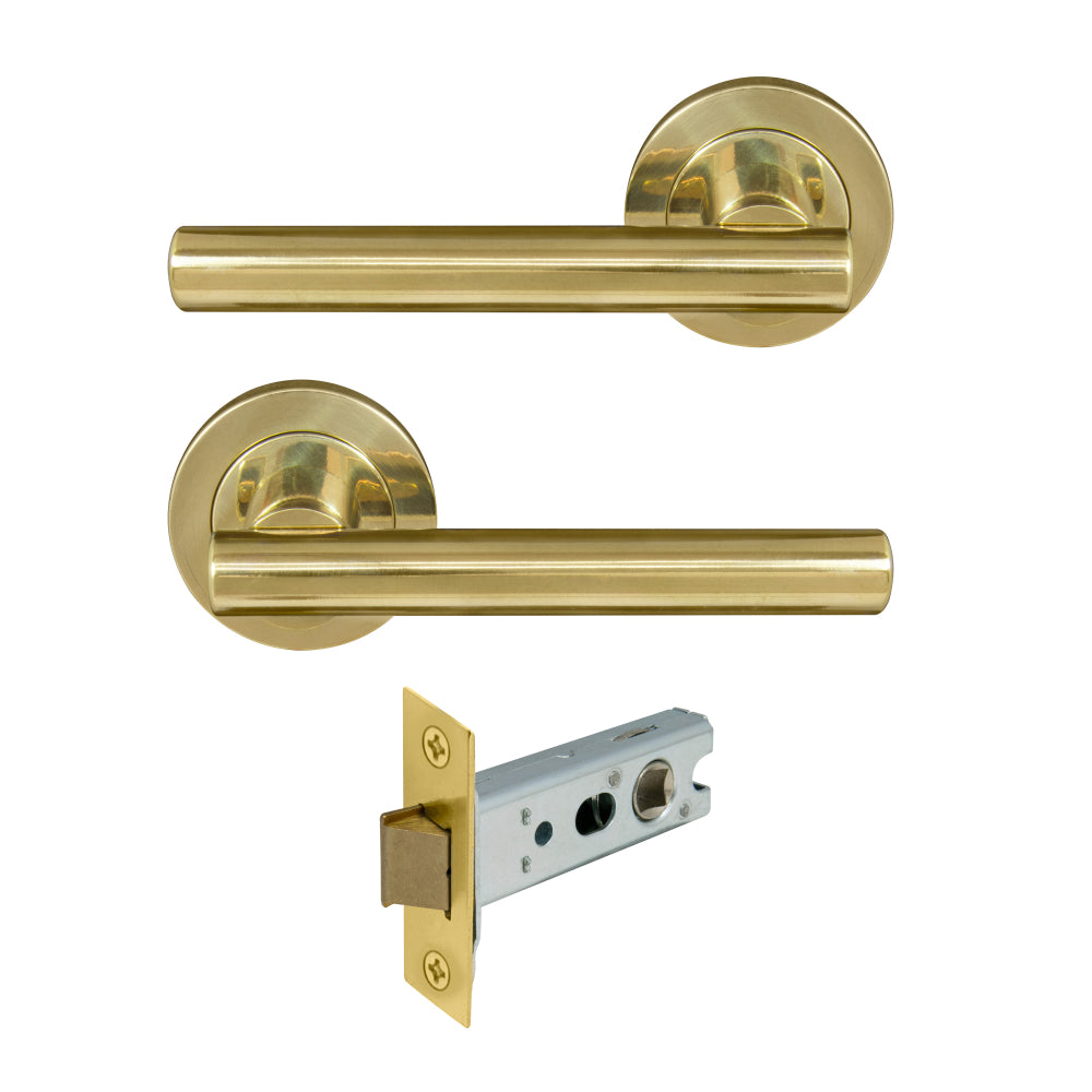 Charleston Round Rose Passage Set in Unlacquered Brass