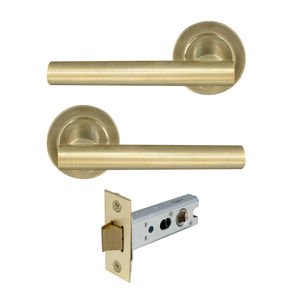 Charleston Round Rose Passage Set in Satin Brass Unlaquered