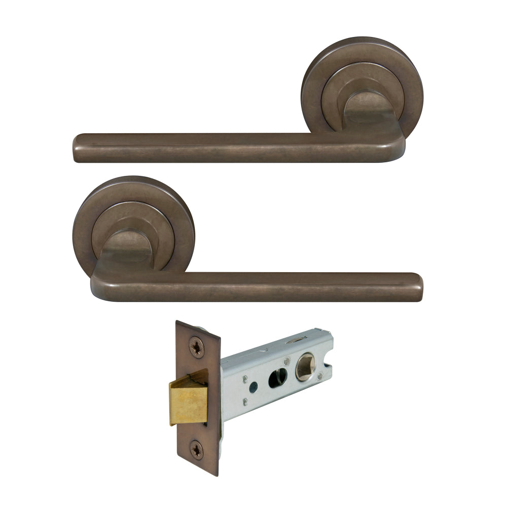 Chalet Round Rose Passage Set in Antique Bronze