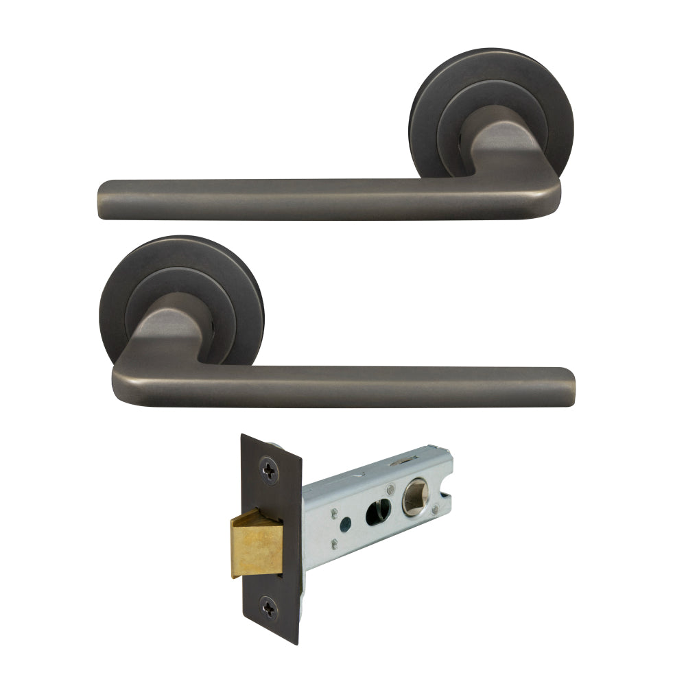 Chalet Round Rose Passage Set in Dark Roman Brass