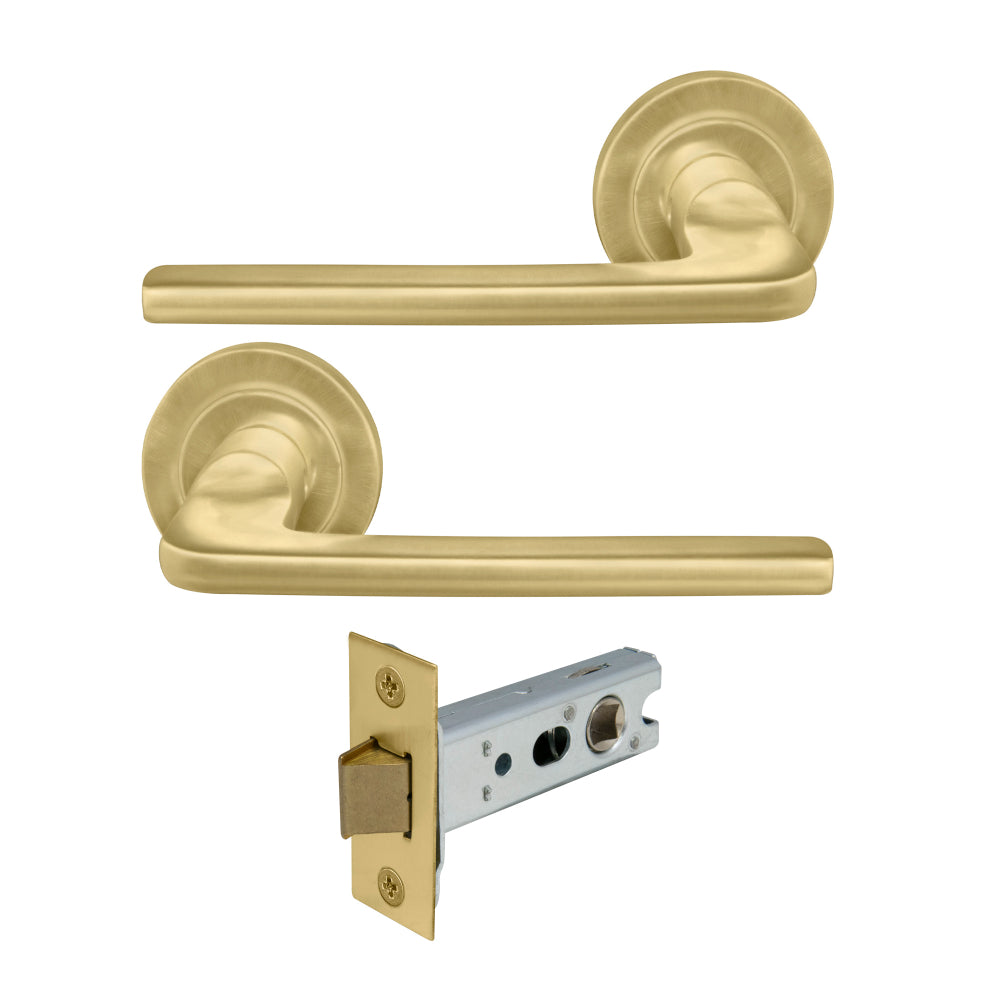 Chalet Round Rose Passage Set in Matt Satin Brass