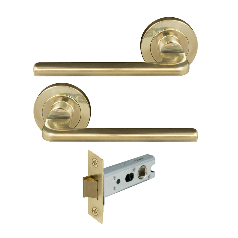 Chalet Round Rose Passage Set in Polished Brass