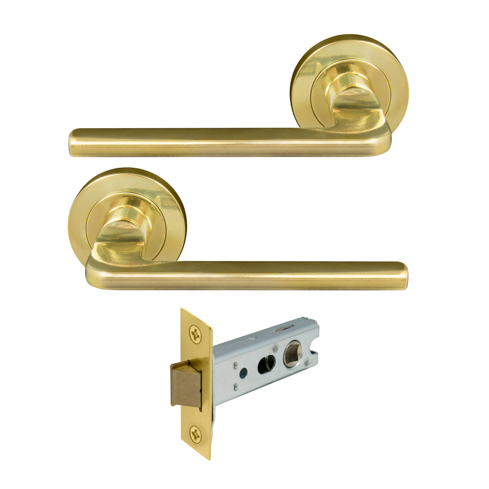 Chalet Round Rose Passage Set in Unlacquered Brass