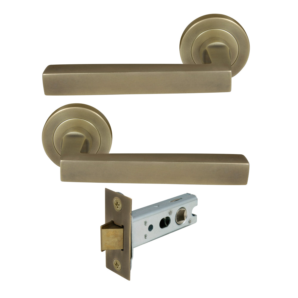 Federal Round Rose Passage Set in Roman Brass