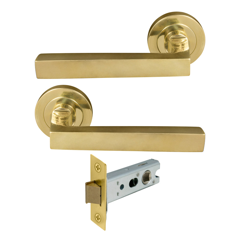 Federal Round Rose Passage Set in Unlacquered Brass