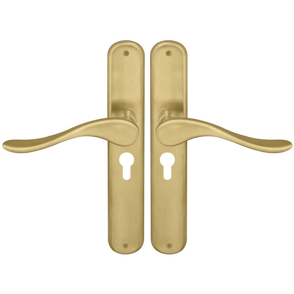 Villa Oval Longplate E85 Keyhole in Matt Satin Brass