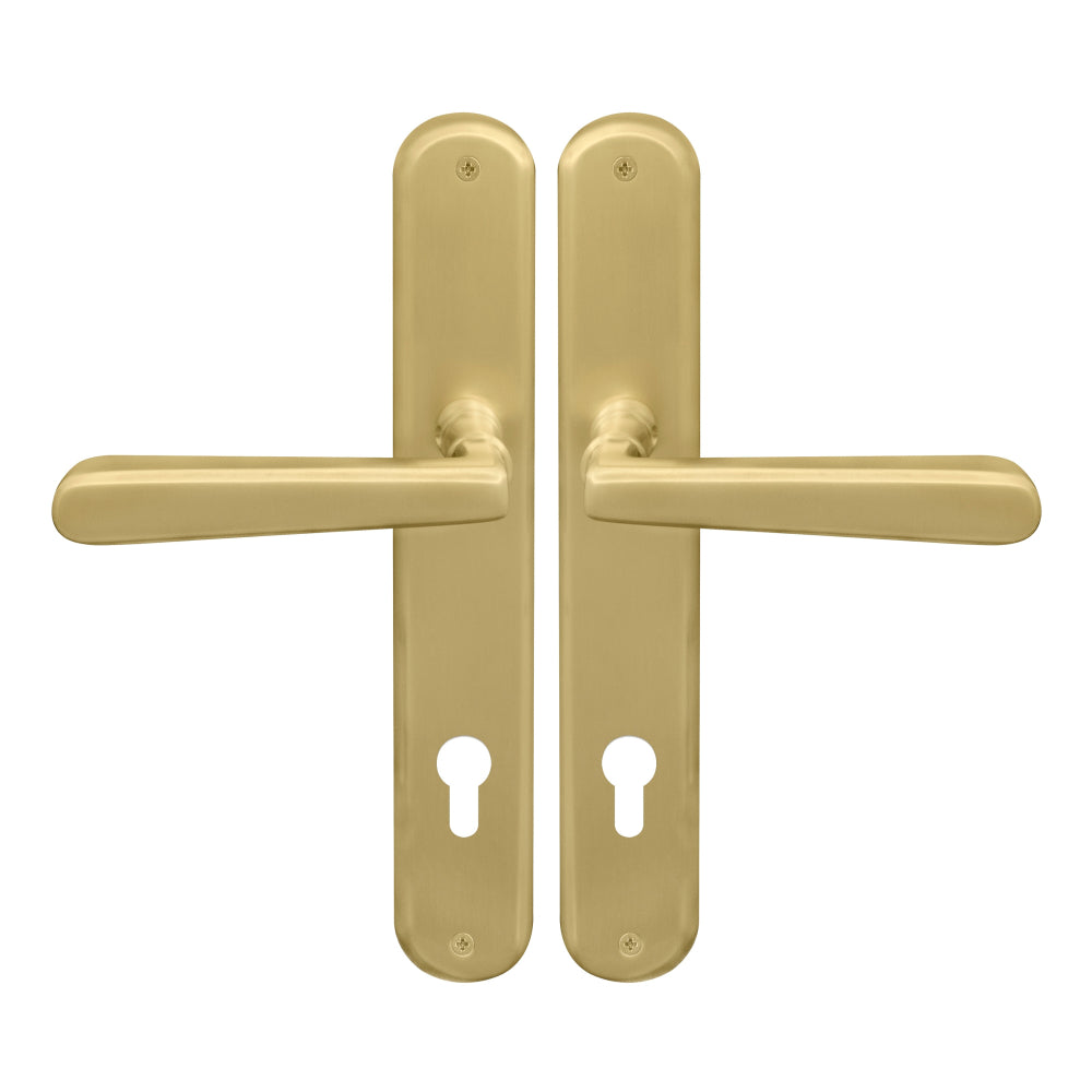 Villa Oval Longplate E48 Keyhole in Matt Satin Brass
