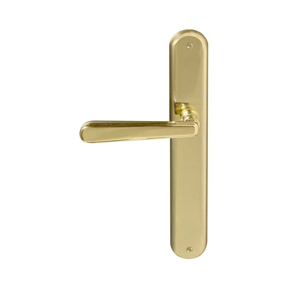 Villa Longplate Oval Dummy Lever - RH in Polished Brass