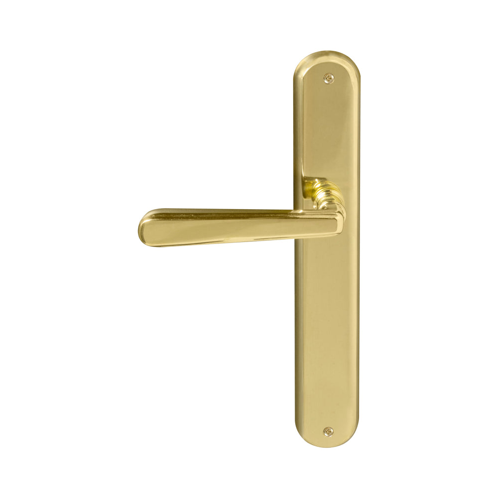 Villa Longplate Oval Dummy Lever - RH in Polished Brass Unlacquered