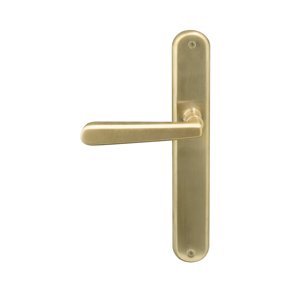 Villa Longplate Oval Dummy Lever - RH in Satin Brass Unlaquered