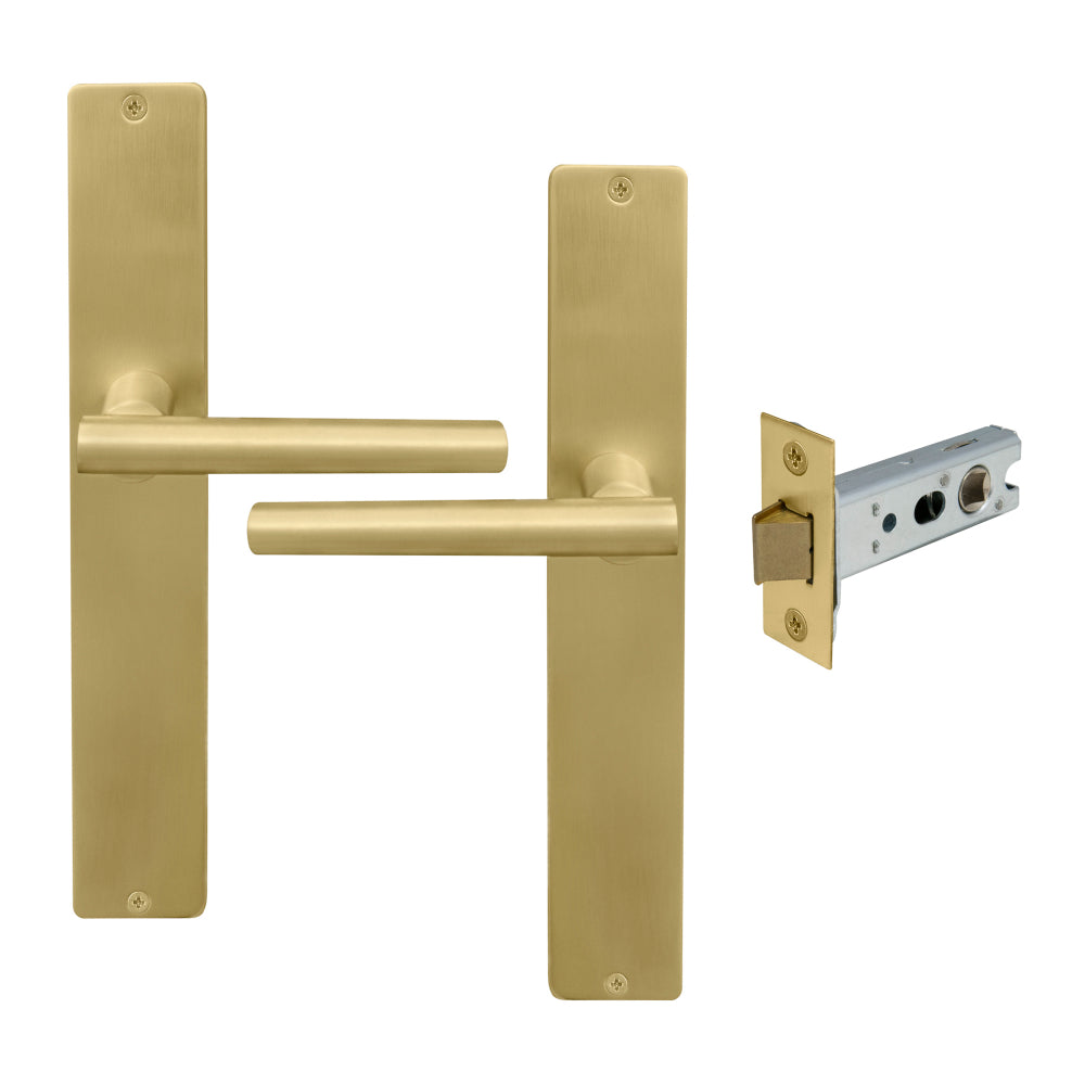 Charleston Longplate Square Passage Set in Matt Satin Brass