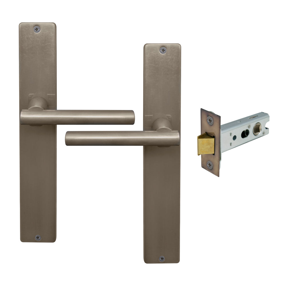 Charleston Longplate Square Passage Set in Natural Bronze
