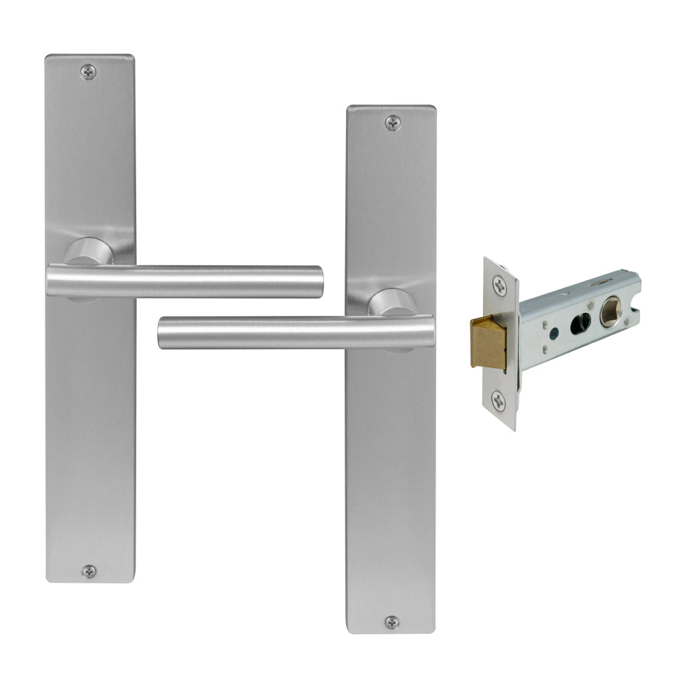 Charleston Longplate Square Passage Set in Satin Chrome