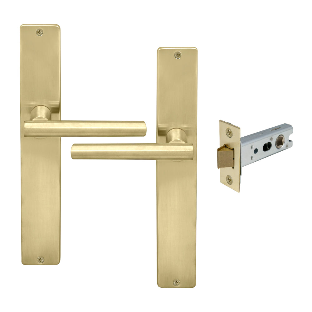 Charleston Longplate Square Passage Set in Satin Brass Unlaquered