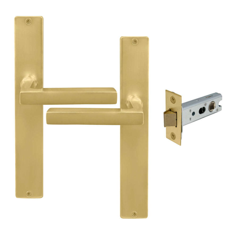 Federal Longplate Square Passage Set in Matt Satin Brass