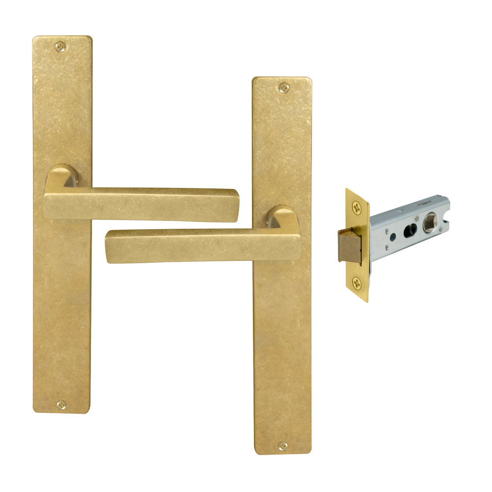 Federal Longplate Square Passage Set in Rumbled Brass
