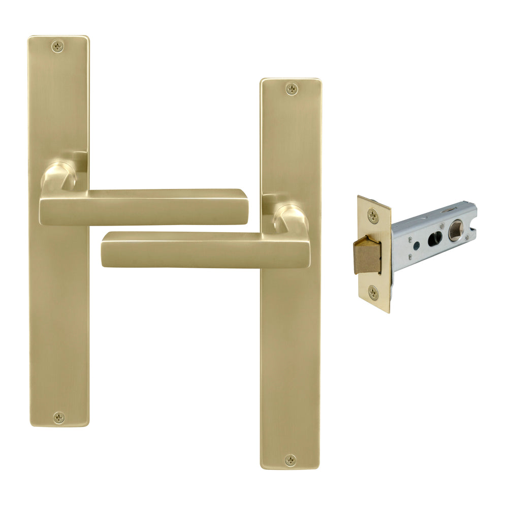 Federal Longplate Square Passage Set in Unlacquered Satin Brass