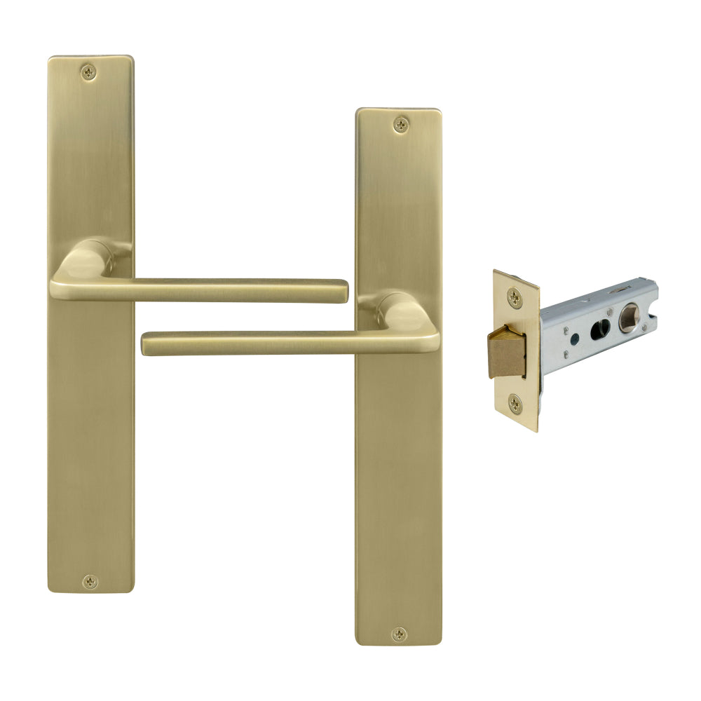 Chalet Longplate Square Passage Set in Unlacquered Satin Brass
