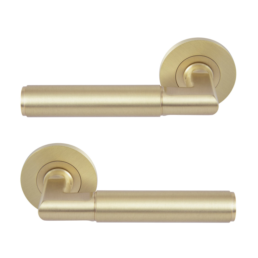 NIDO - Lumina Rose Lever Set - Plain in Unlacquered Satin Brass