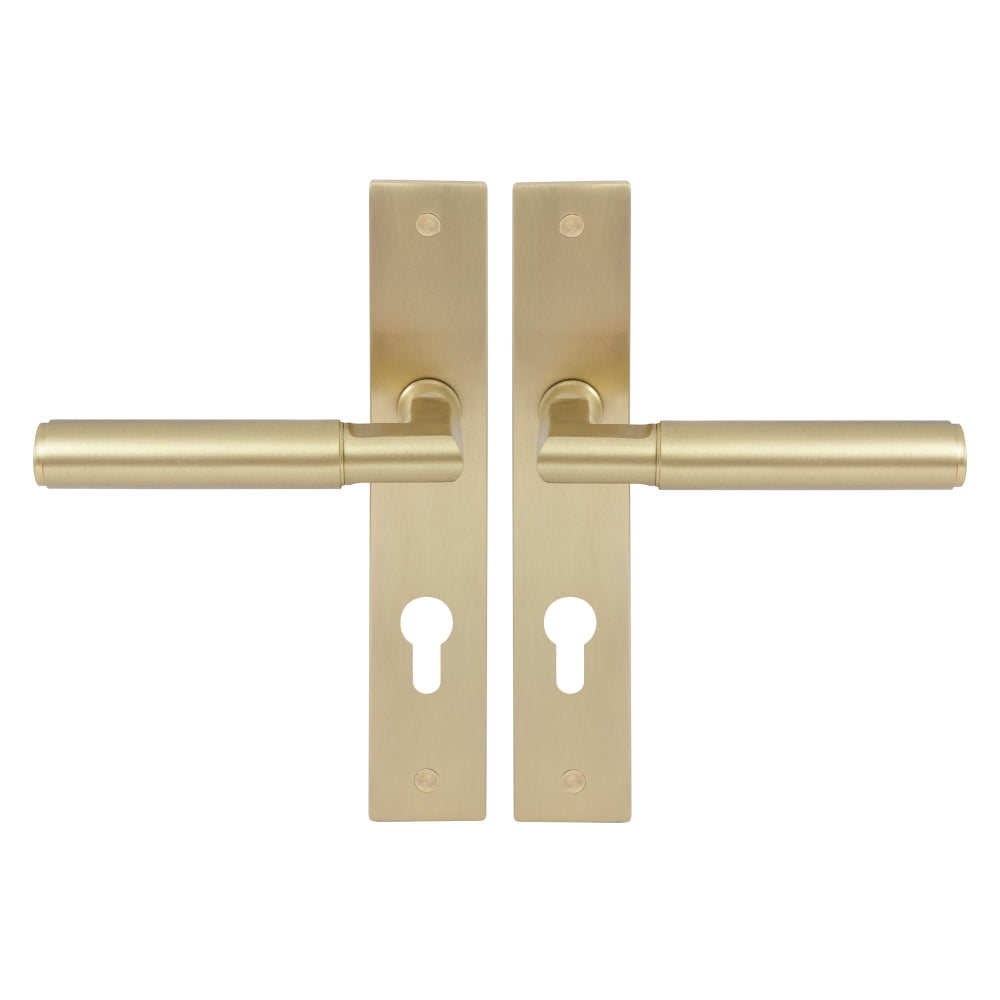 NIDO - Lumina Longplate Lever Set - Plain in Unlacquered Satin Brass