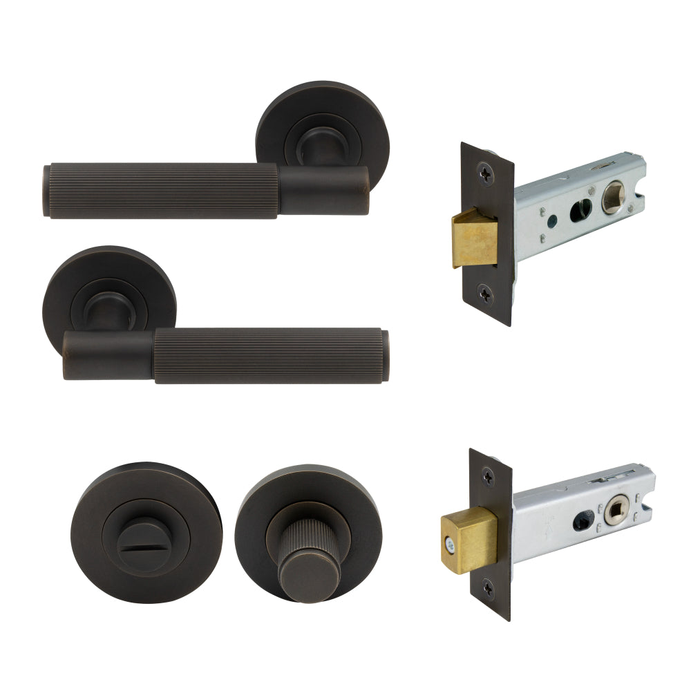 NIDO - Verge Rose Privacy Set - Linear Knurl in Dark Roman Brass