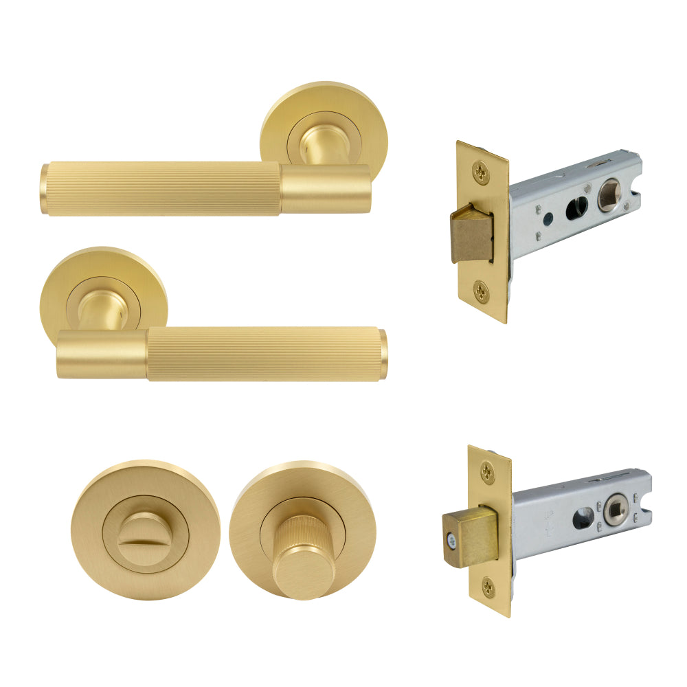 NIDO - Verge Rose Privacy Set - Linear Knurl in Matt Satin Brass