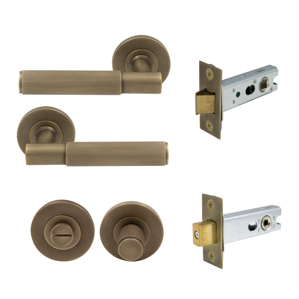 NIDO - Verge Rose Privacy Set - Linear Knurl in Roman Brass