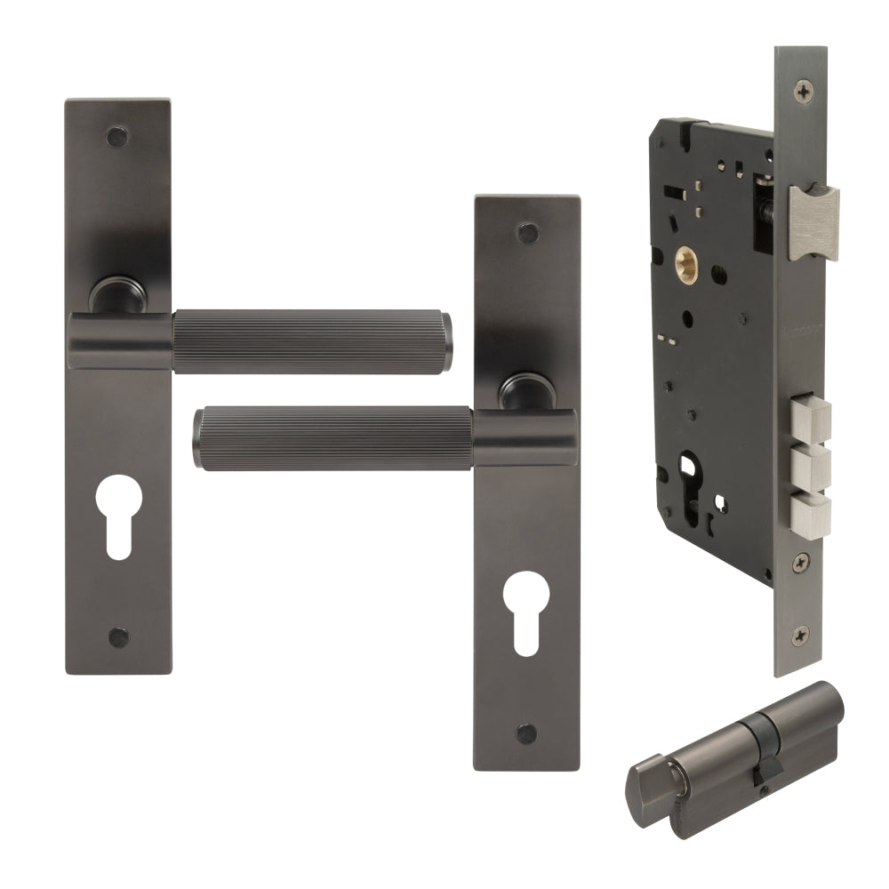 NIDO - Verge L/Plate Entrance Set E85 - Linear Knurl in Graphite Nickel