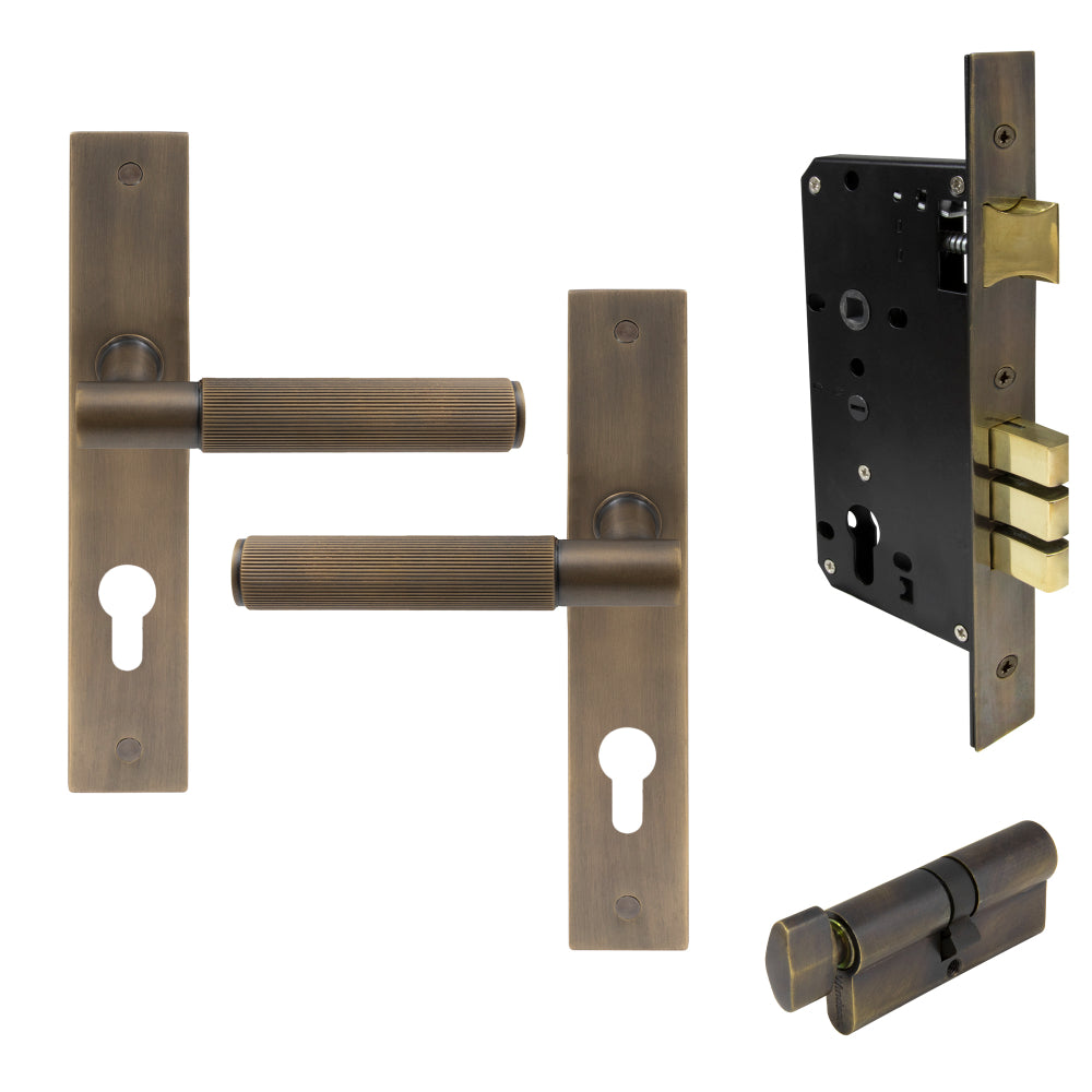 NIDO - Verge Longplate Entrance Set - Linear Knurl in Oil Rubbed Bronze