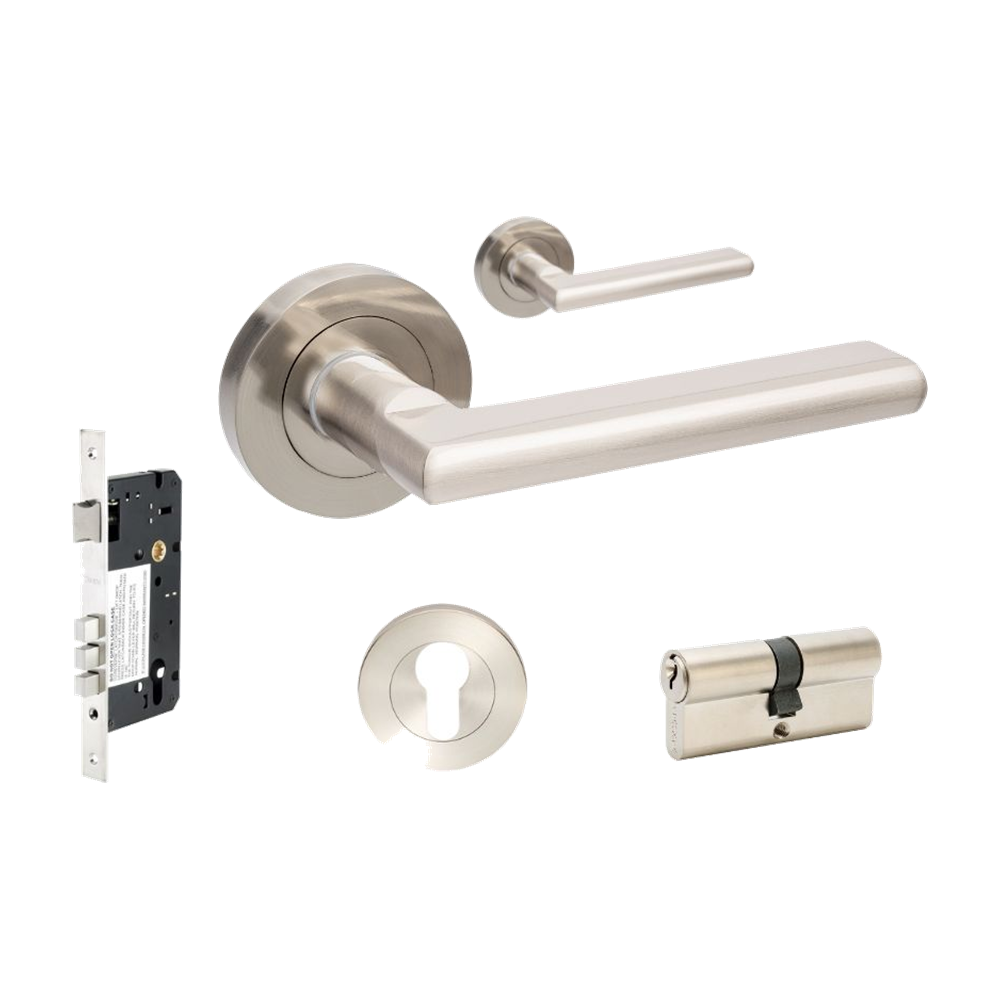 Epic Entrance Set - includes 10020, 1143, 7020 & 1147 (70mm Key/Key) in Brushed Nickel