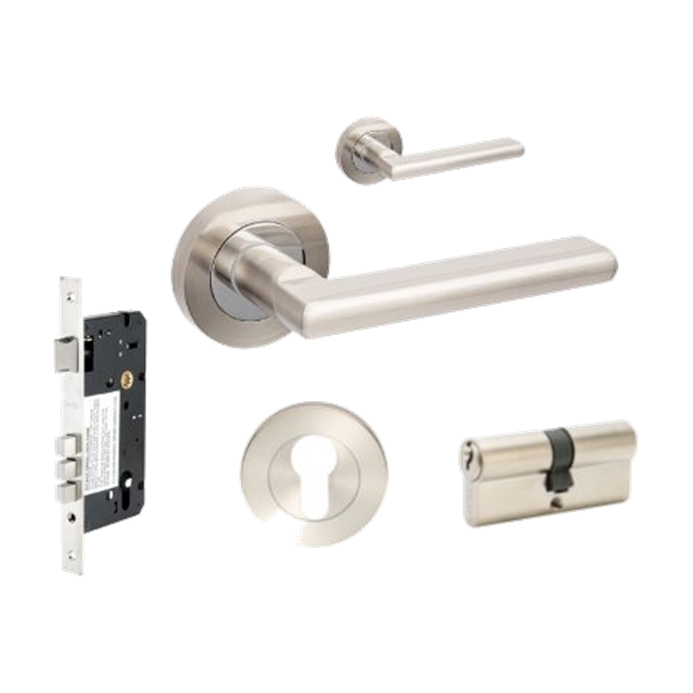 Epic Entrance Set - includes 10020, 1143, 9035 & 1147 (70mm Key/Key) in Brushed Nickel / Chrome Plated