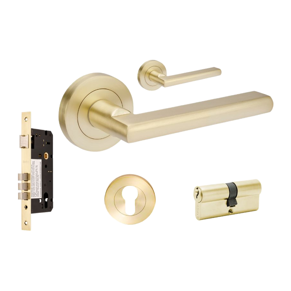 Epic Entrance Set - Includes 10020, 1143, 7020.2 & 1147 (70mm Key/Key) in Satin Brass