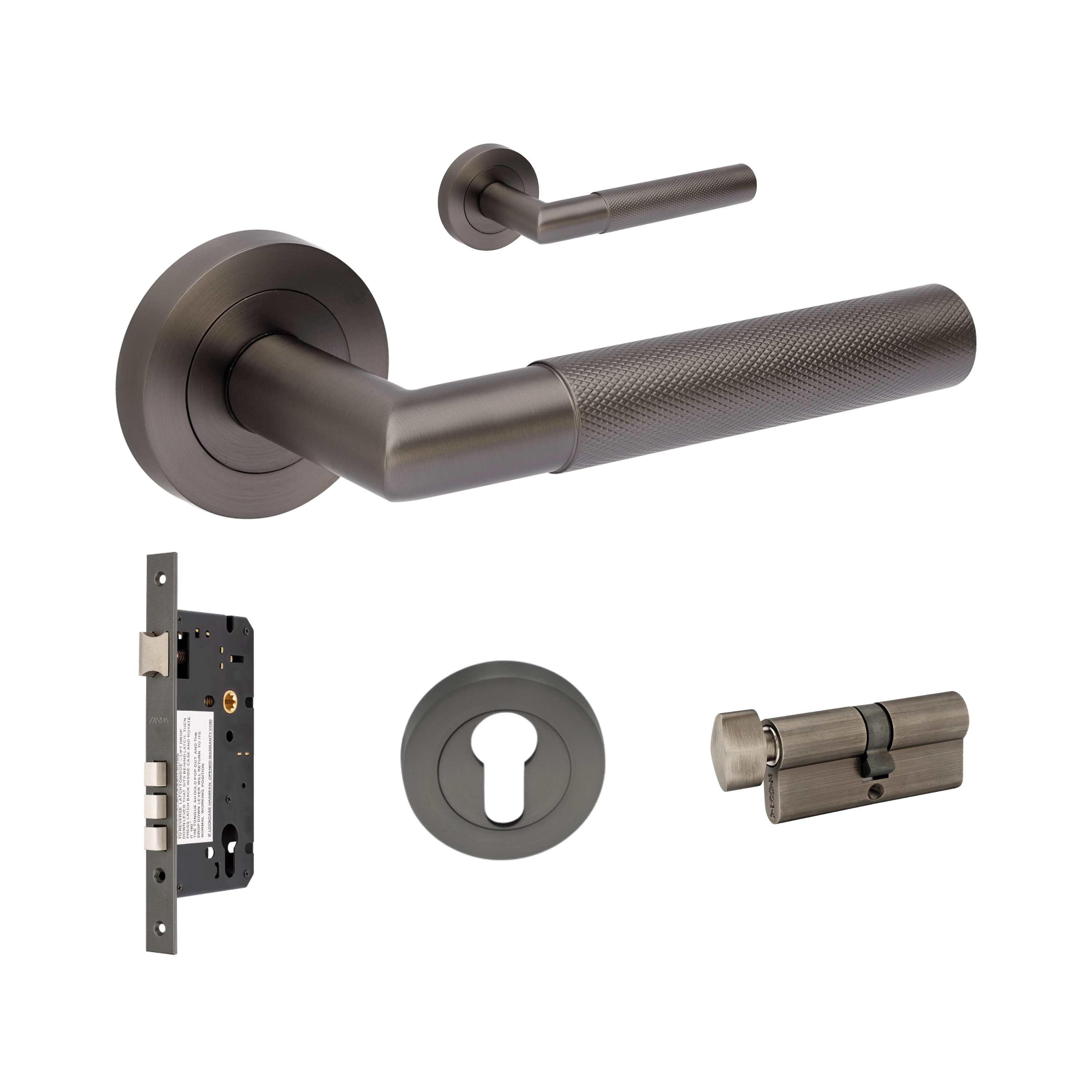 Vertex Entrance Set - includes 10070, 1143, 7020.2 & 1148 (70mm Key/Turn) in Graphite Nickel