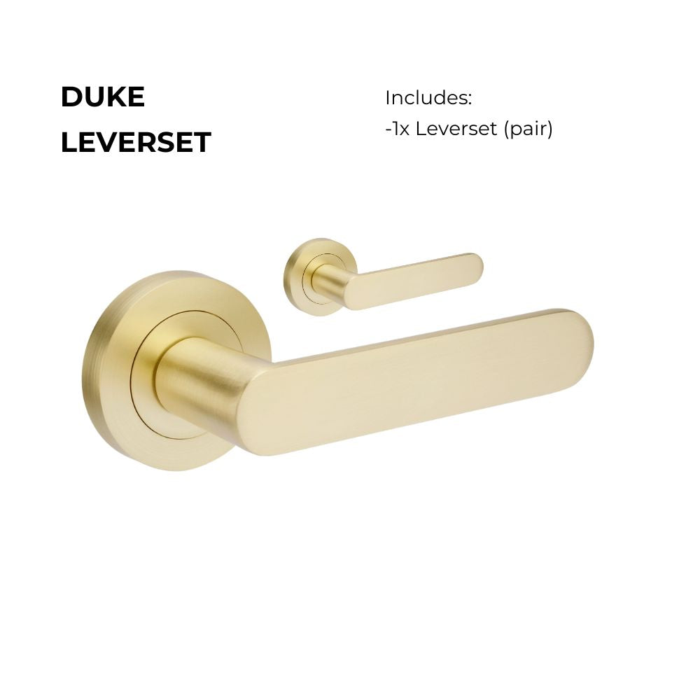 Duke Lever Set - Satin Brass in Satin Brass