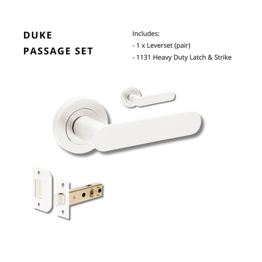 Duke Passage Set inc. 1131 Latch in White