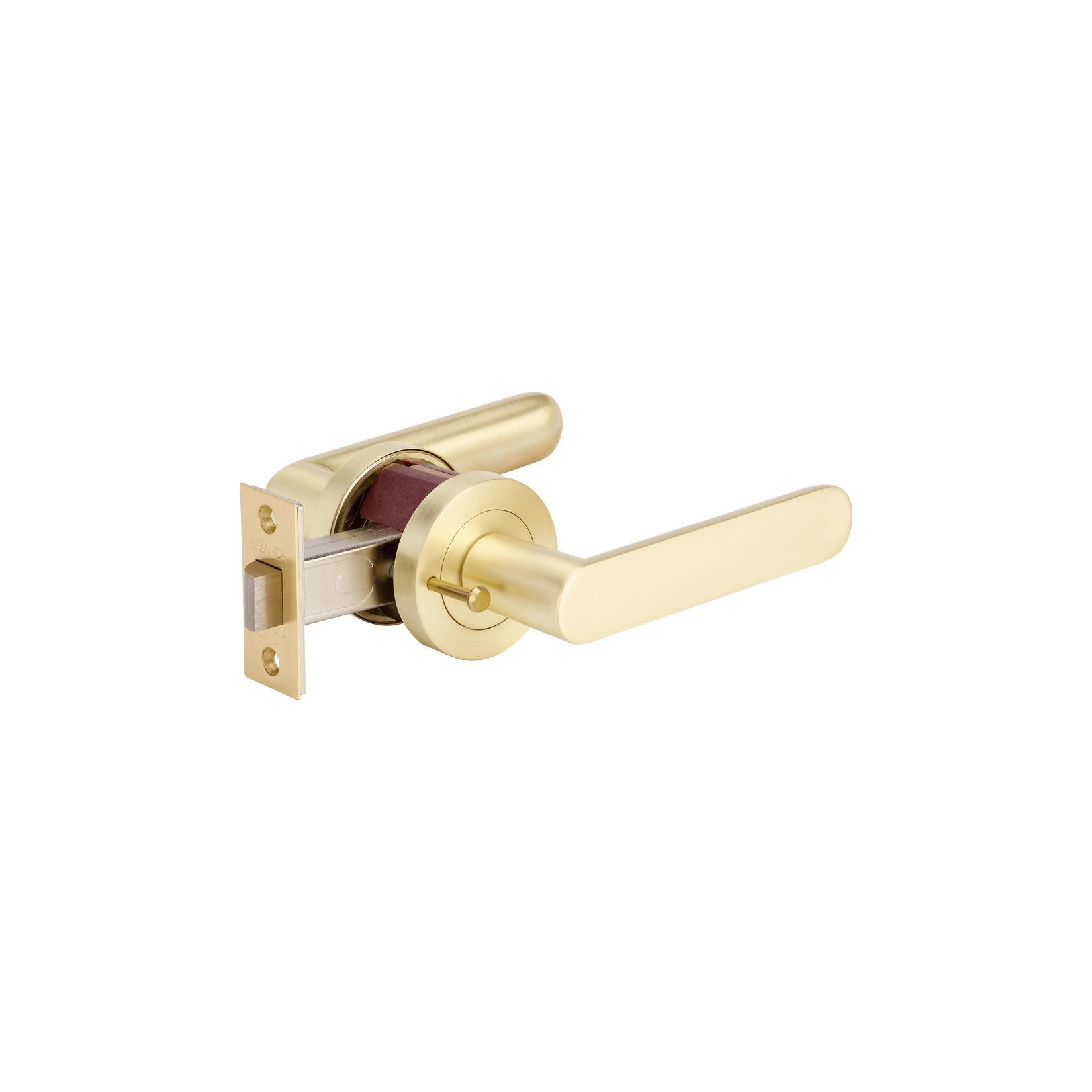 Zanda Duke Lever Set in brushed stainless steel, featuring sleek handles and modern design for secure door installation.