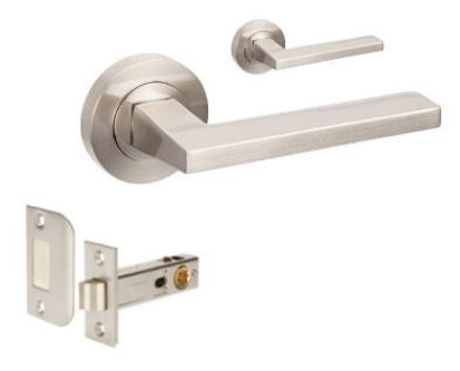 Vector Privacy Set, Includes Integrated Privacy Latch in Brushed Nickel