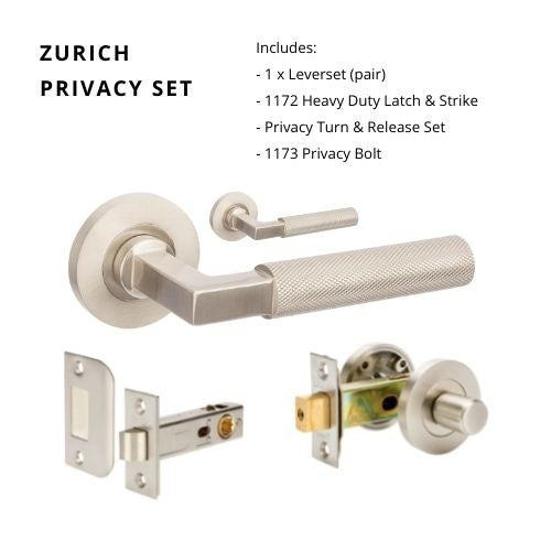 Zurich Privacy Set, Includes 1172 & 9348 Privacy Kit in Brushed Nickel
