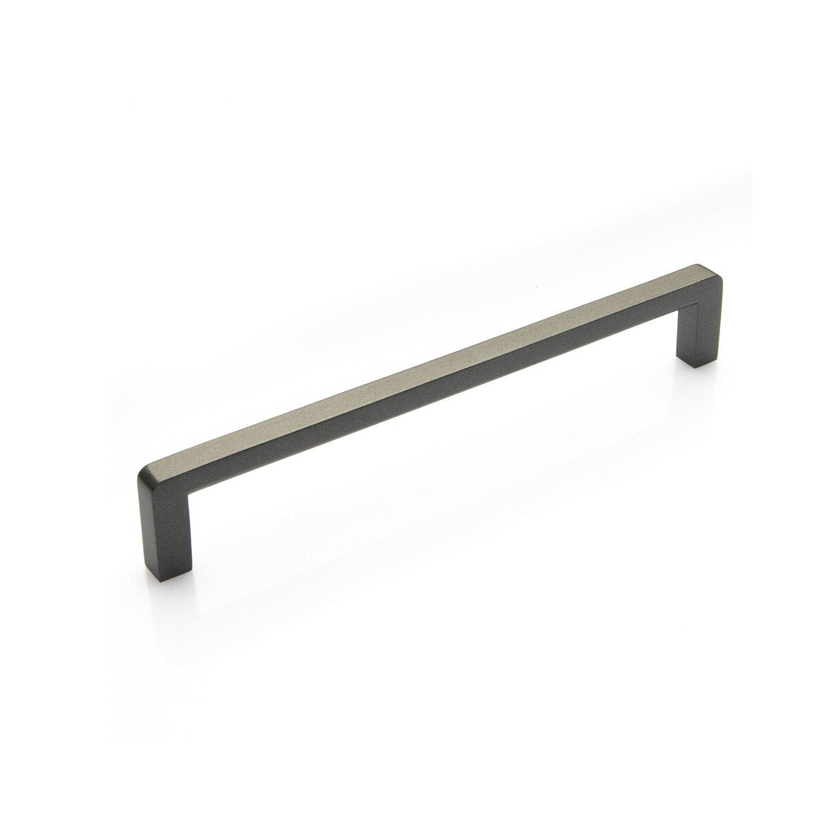 Momo MILANO cabinet pull handle in matte grey, featuring sleek, modern design with a curved metal finish for furniture drawers.