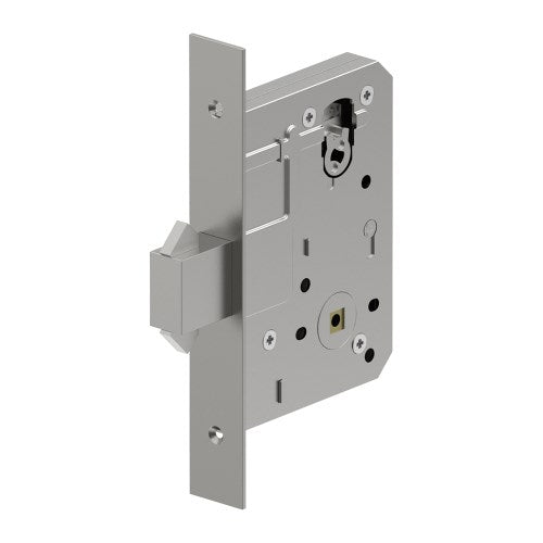 Mortice Sliding Door Lock Case, 60mm Backset in Satin Stainless