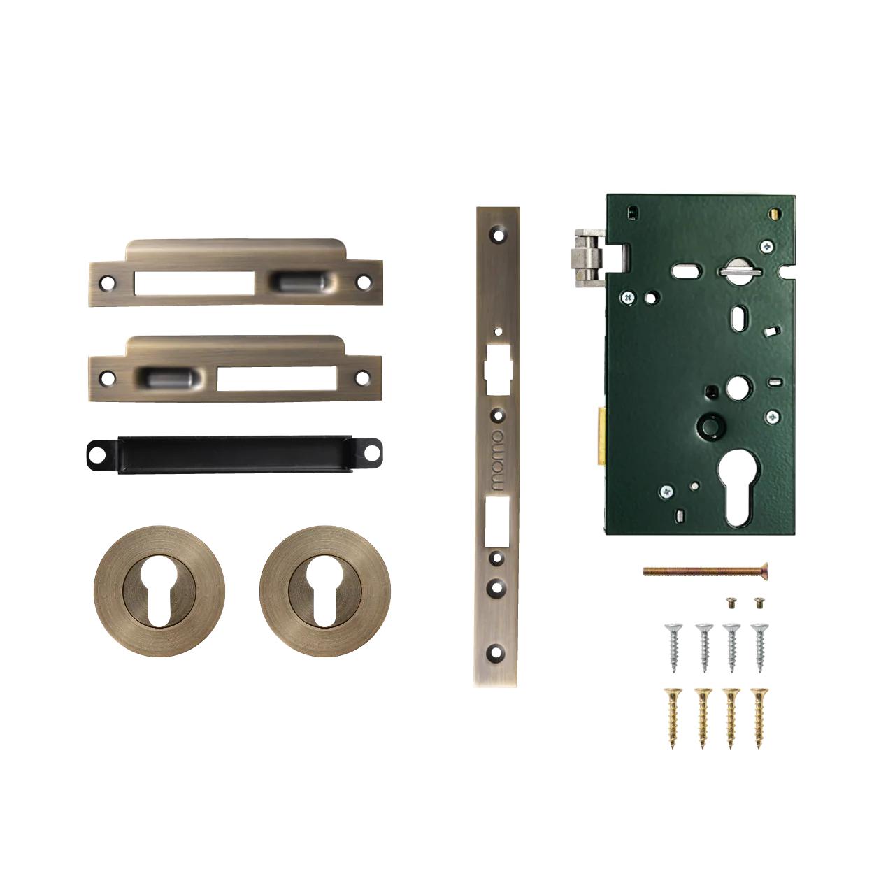 MOMO ROLLER MORTICE ENTRANCE SET - DARK BRUSHED BRASS in Dark Brushed Brass