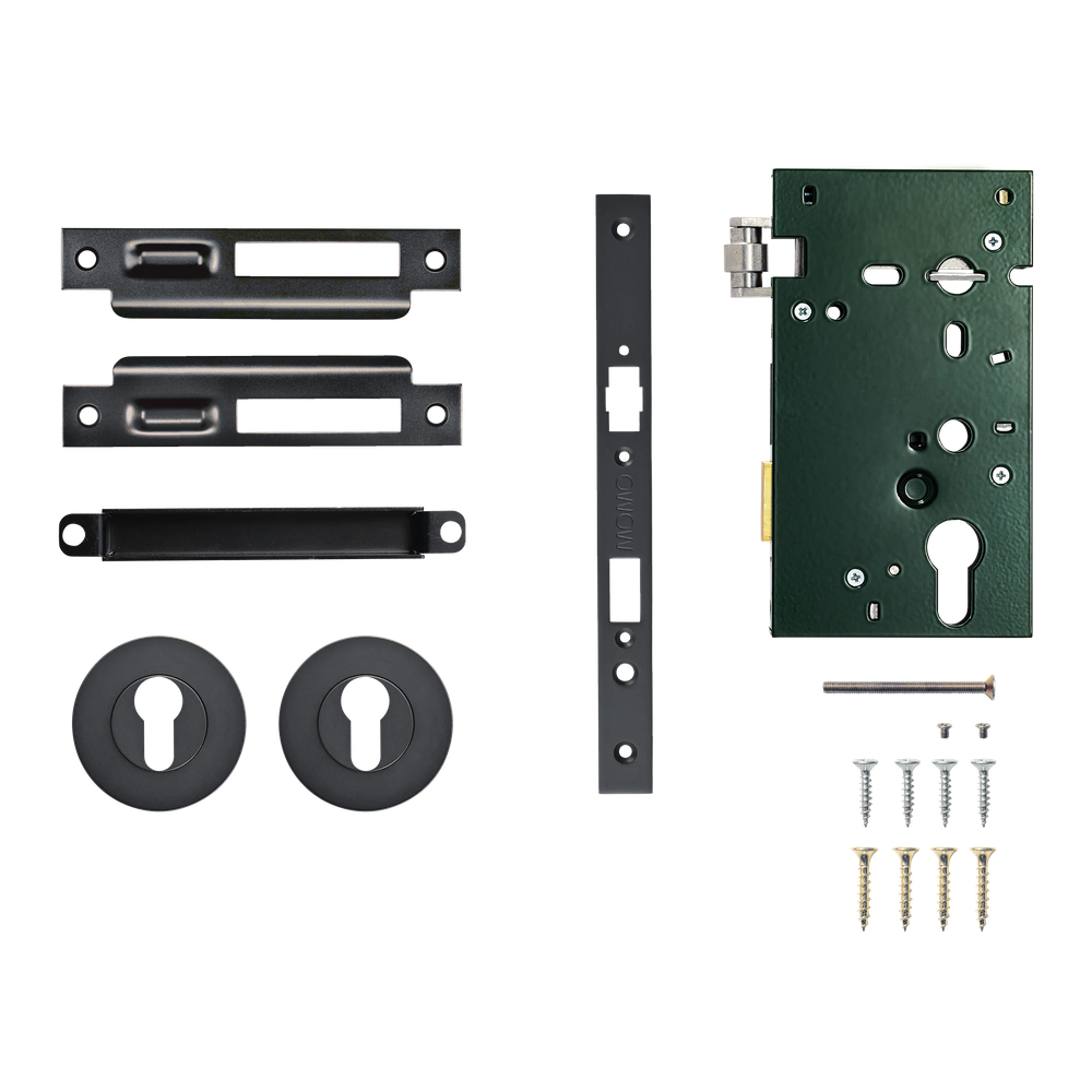 MOMO HANDLES ROLLER MORTICE ENTRANCE SET - GUNMETAL in Gun Metal