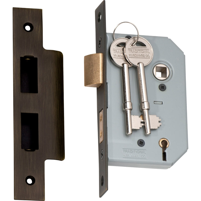 Mortice Lock 5 Lever Antique Brass CTC57mm Backset 46mm in Antique Brass