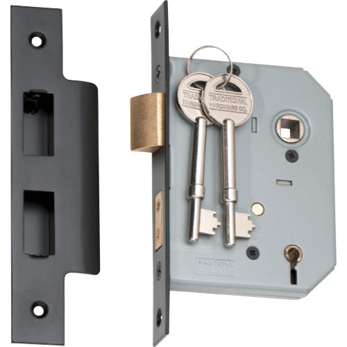 Mortice Lock 5 Lever Matt Black CTC57mm Backset 57mm in Matt Black