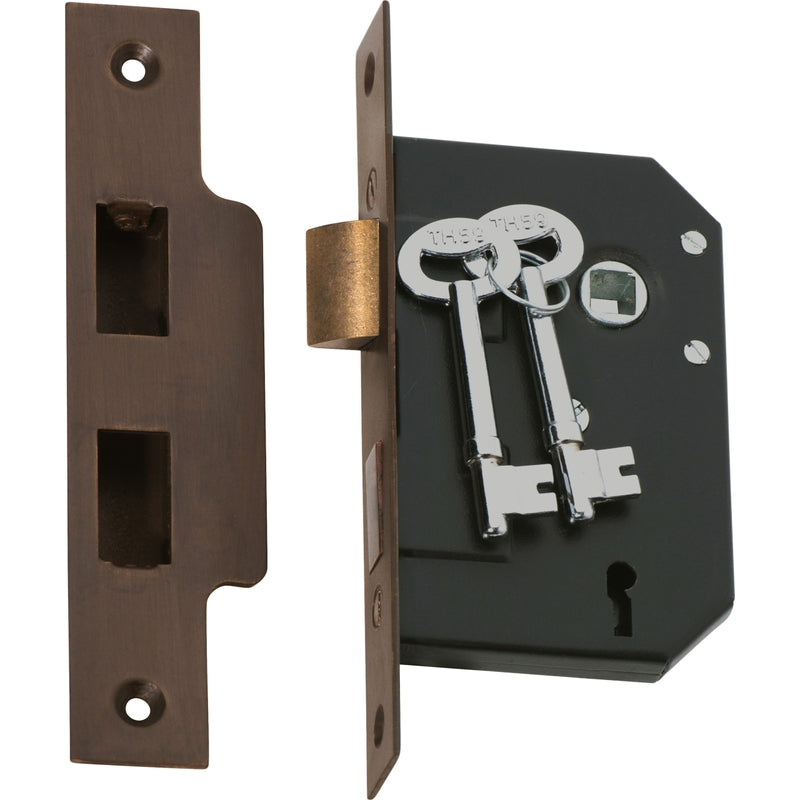 Mortice Lock 3 Lever Antique Brass CTC57mm Backset 44mm in Antique Brass