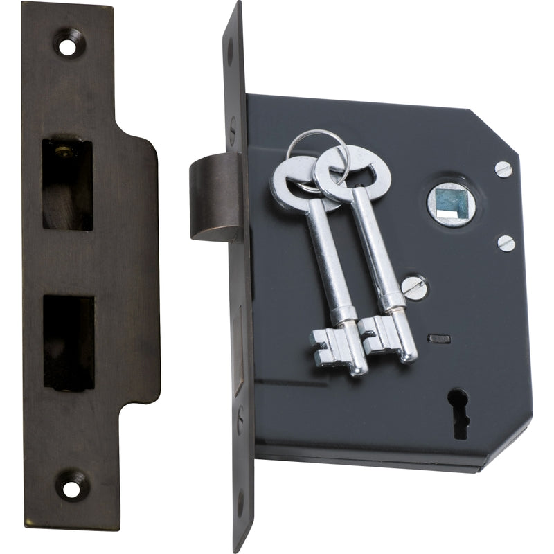 Mortice Lock 3 Lever Antique Brass CTC57mm Backset 57mm in Antique Brass