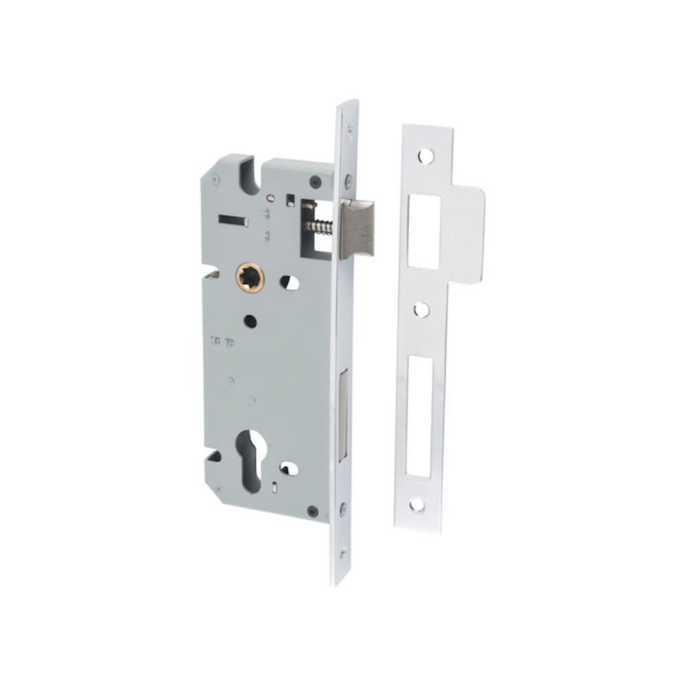 Mortice Lock Euro Polished Chrome CTC85mm Backset 45mm in Polished Chrome