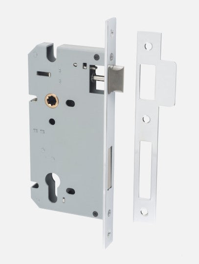 Mortice Lock Euro Polished Chrome CTC85mm Backset 60mm in Polished Chrome