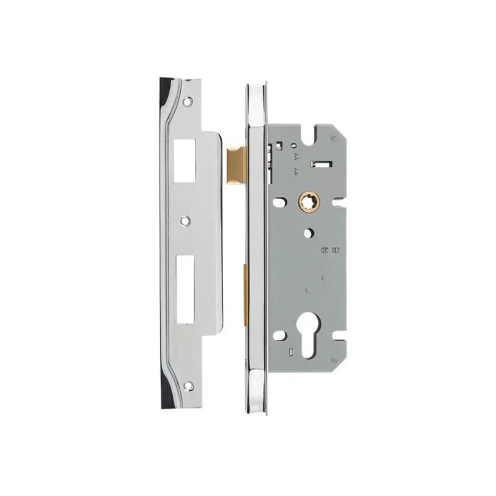 Mortice Lock Euro Rebated Polished Chrome CTC85mm Backset 45mm in Polished Chrome